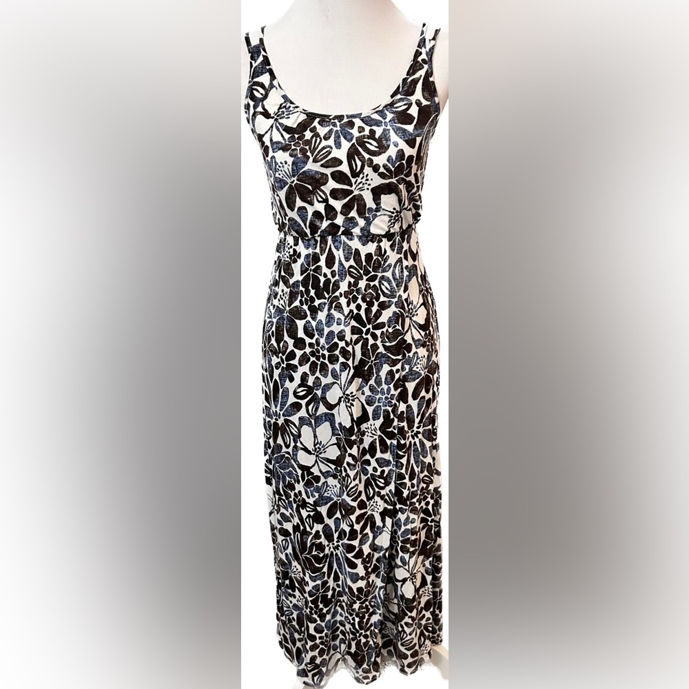NWOT 💋 LOFT 💋 Brown & Navy Blue Floral Print Strappy Maxi Dress - XSP - Picture 5 of 9